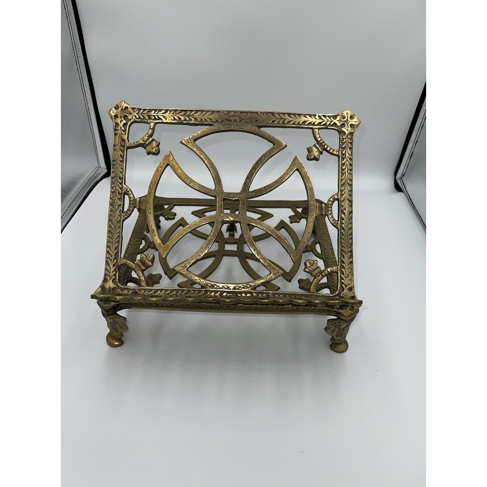 Stand Display Holder Vintage Brass Adjustable Folding Book Bible Cookbook (5-BO)